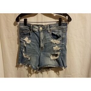 American Eagle Outfitters Women‎ Short 12 Blue Cotton Blend Distressed Denim